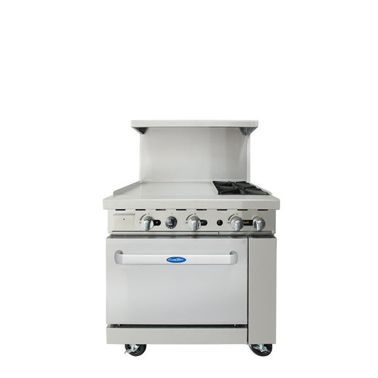 Atosa AGR-2B24GL — 36″ Gas Range with Two (2) Left Open Burners &#038; 24″ Griddle