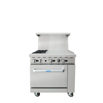 Atosa  AGR-2B24GR — 36″ Gas Range with Two (2) Open Burners & 24″ Griddle
