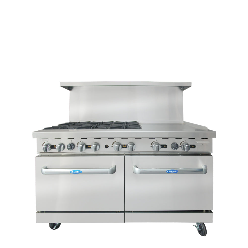 Atosa AGR-6B24GR — 60″ Gas Range with Six (6) Open Burners & 24″ Griddle