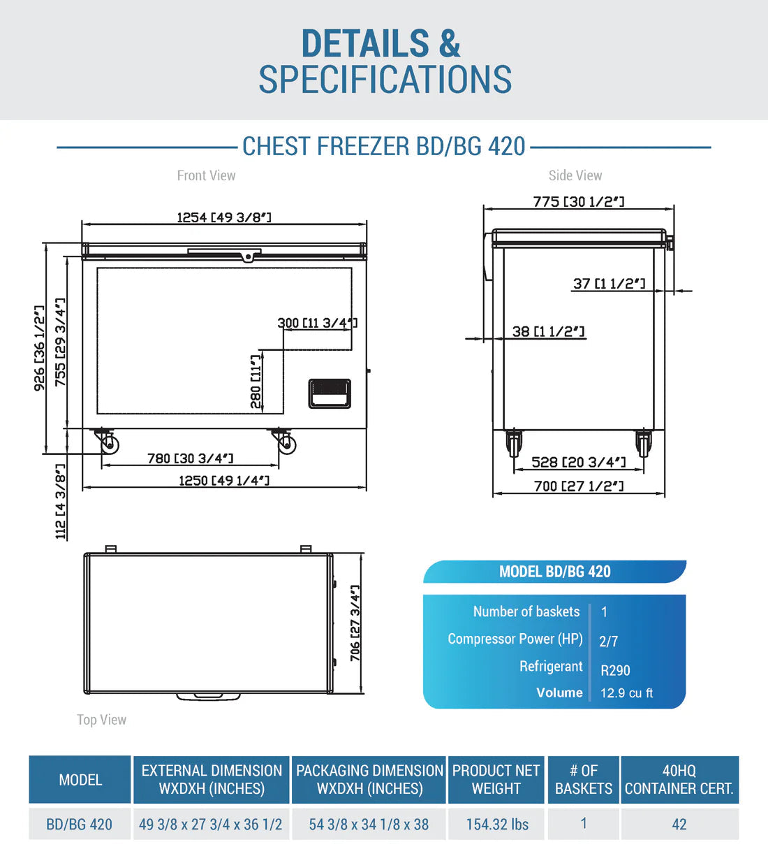 Dukers BD/BG-420 Commercial Chest Freezer