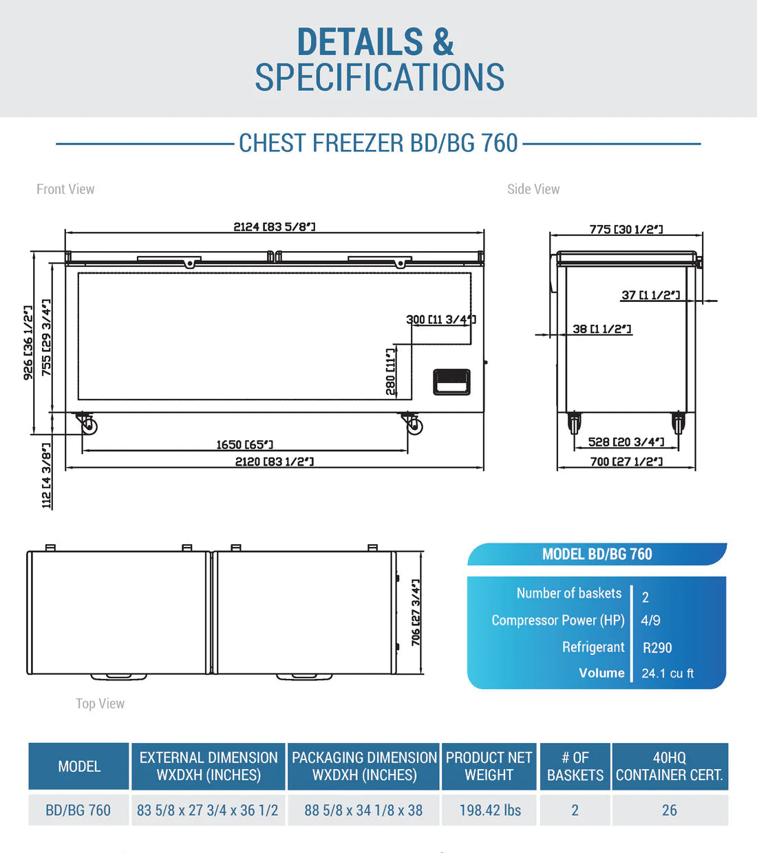 BD/BG-760 Commercial Chest Freezer