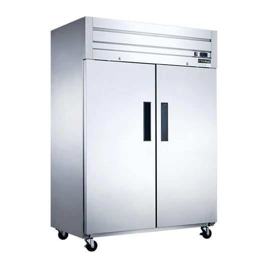 Dukers D55AF Commercial 2-Door Top Mount Freezer in Stainless Steel