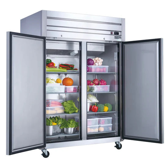 Dukers D55AR Commercial 2-Door Top Mount Refrigerator in Stainless Steel