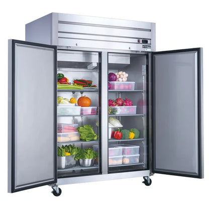 Dukers D55AR Commercial 2-Door Top Mount Refrigerator in Stainless Steel