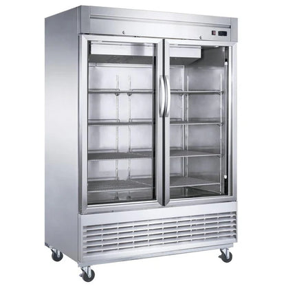 Dukers D55F-GS2 Bottom Mount Glass 2-Door Commercial Reach-in Freezer