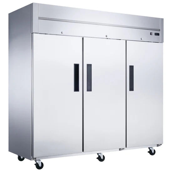 Dukers D83AF Commercial 3-Door Top Mount Freezer in Stainless Steel