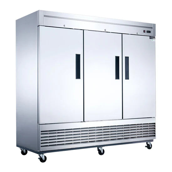Dukers D83R 3-Door Commercial Refrigerator in Stainless Steel