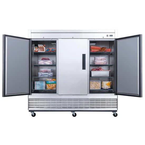Dukers D83R 3-Door Commercial Refrigerator in Stainless Steel