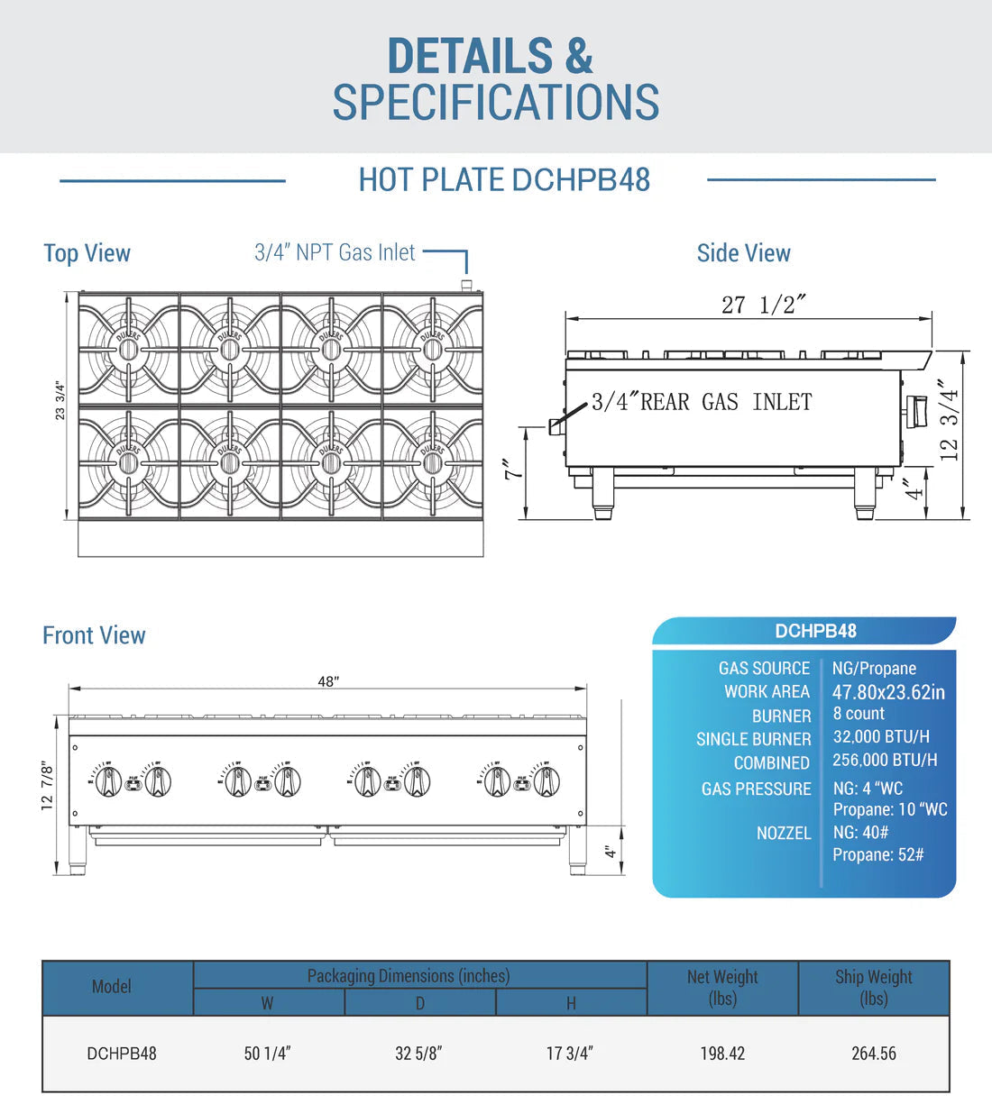 Dukers DCHPB48 Hot Plate with 8 Burners