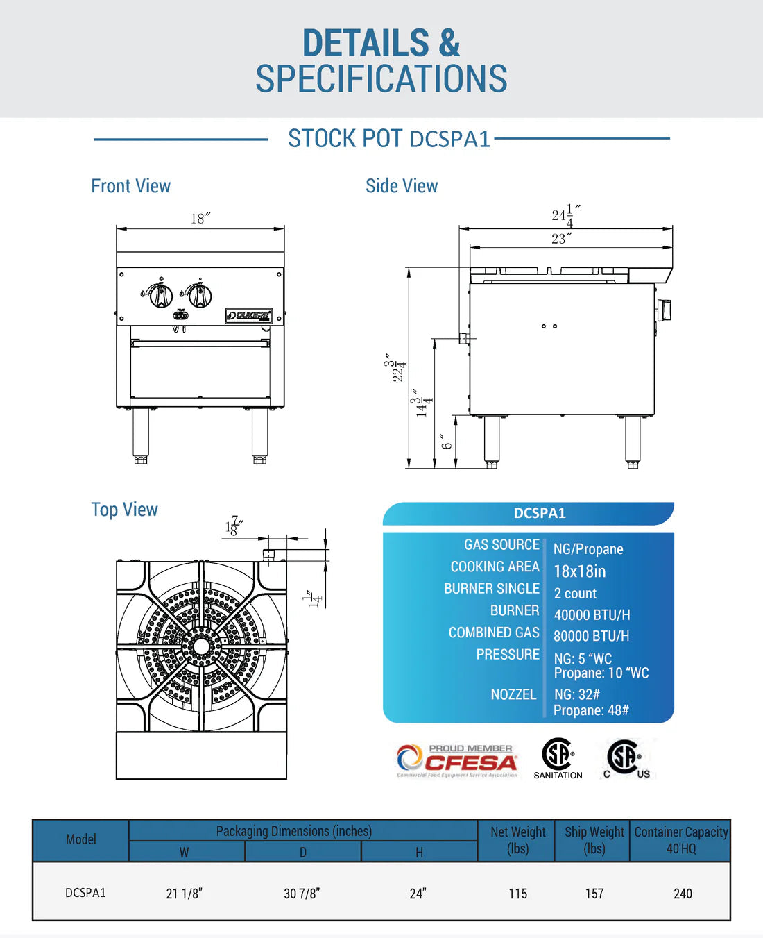 Dukers DCSPA1 Stock Pot Range
