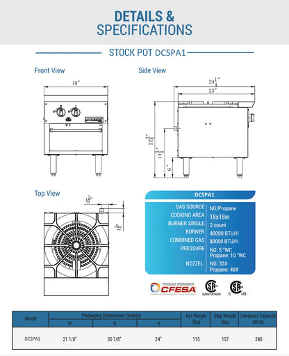 Dukers DCSPA1 Stock Pot Range