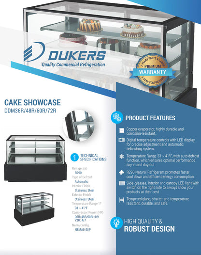 Dukers DDM36R - Straight Glass 36" Cake Showcase
