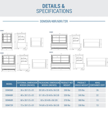 Dukers DDM60R - Straight Glass 60" Cake Showcase