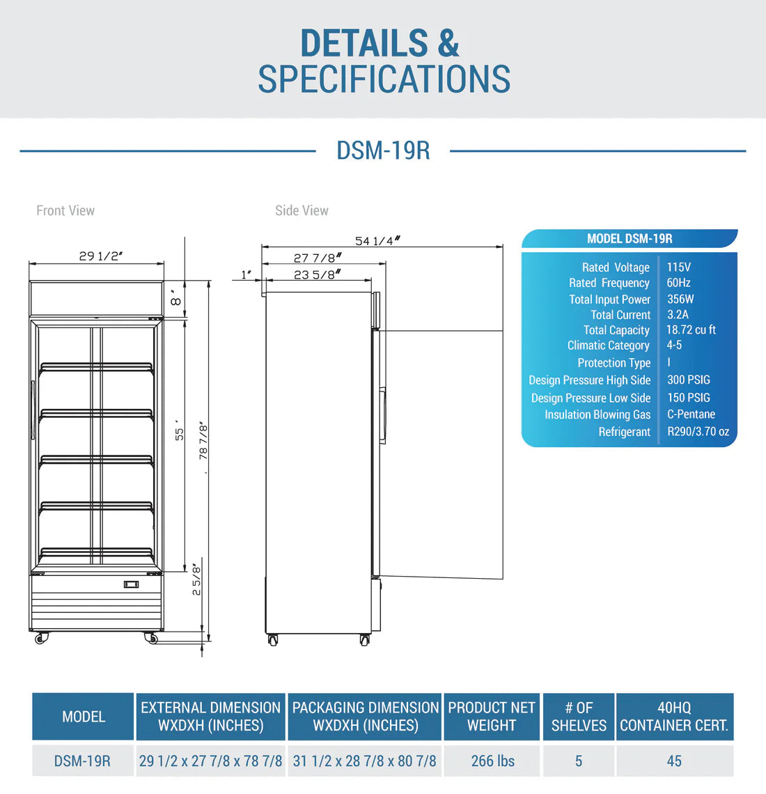 Dukers DSM-19R Commercial Single Glass Swing Door Merchandiser Refrigerator