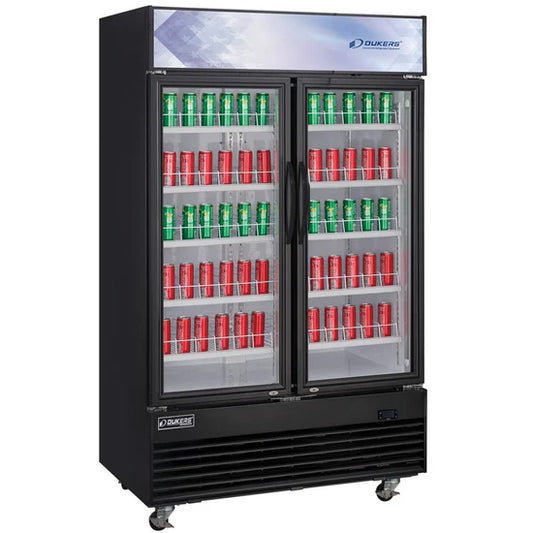 Dukers DSM-41R Commercial Glass Swing 2-Door Merchandiser Refrigerator