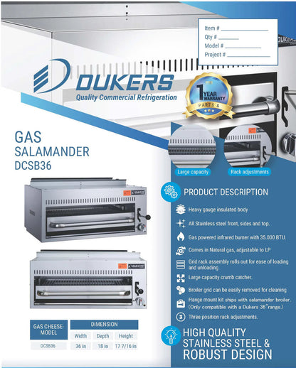 Dukers DCSB36 Gas Salamander