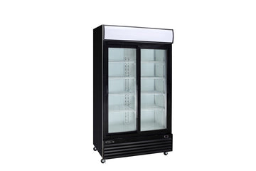 Kool-It KSM-36 Commercial Glass Door Refrigerator – Black Powder Coated Steel, LED Lighting, Auto Defrost, Digital Thermostat