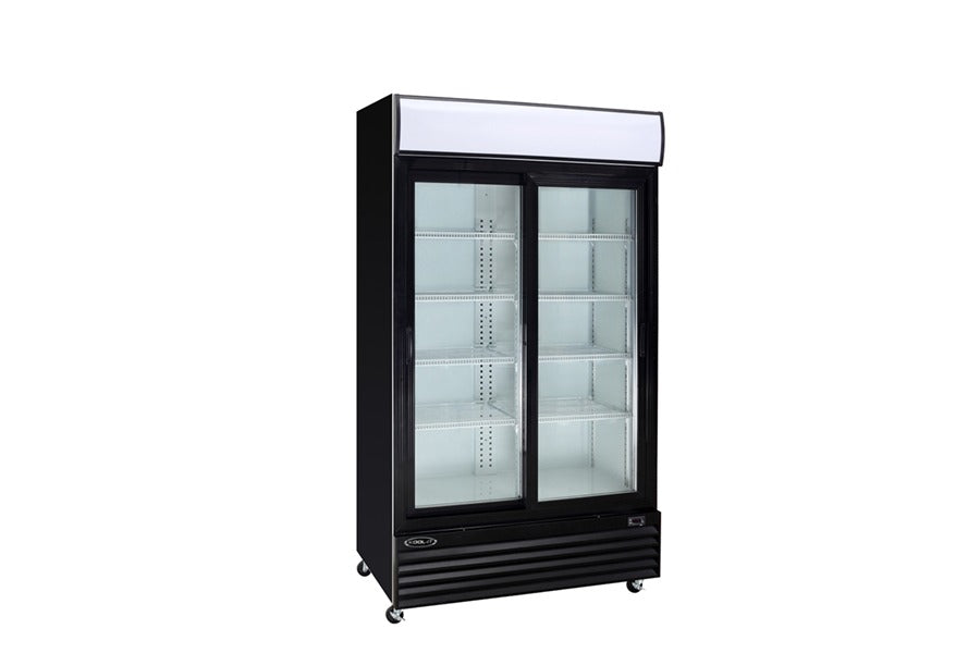 Kool-It KSM-36 Commercial Glass Door Refrigerator – Black Powder Coated Steel, LED Lighting, Auto Defrost, Digital Thermostat