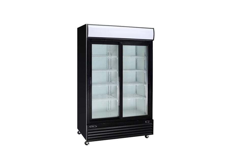 Kool-It KSM-42 Commercial Glass Door Refrigerator – Black Powder Coated Steel, LED Lighting, Auto Defrost, Digital Thermostat