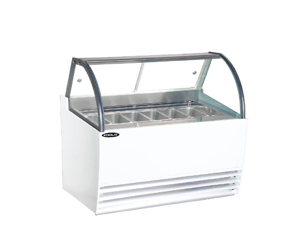 Kool-It KGC-15C Gelato Display Case – 15-Pan Capacity, Curved Glass, LED Lighting, Auto Defrost