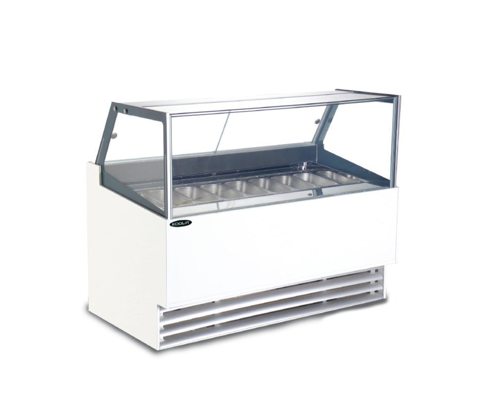 Kool-It KGC-12F Gelato Display Case – 12-Pan Capacity, Flat Glass, LED Lighting, Auto Defrost
