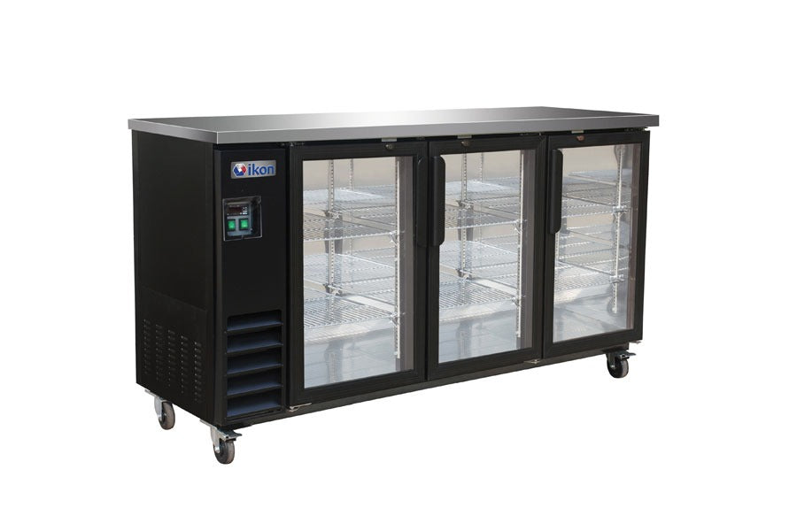 IKON IBB73-3G-24 Refrigerated Back Bar Storage Cabinet – 3 Glass Doors, 17.26 cu. ft. Capacity