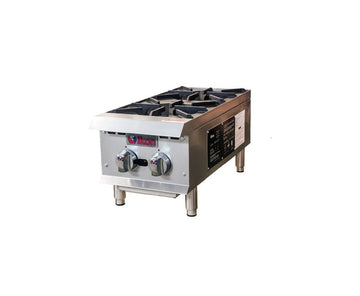 IKON IHP-2-12 Gas Hotplate – 2 Burners, 25,000 BTU, Stainless Steel, Natural or LP Gas