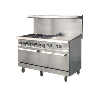 IKON IR-6B-24TG-60 Gas Range – 6 Burners with 24” Griddle Plate & Oven, Thermostat Control, NG/LP