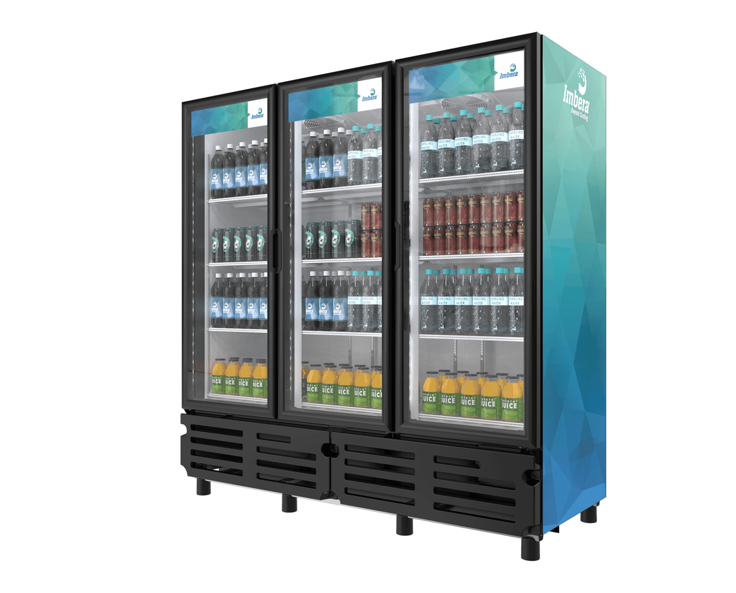 Imbera G372 HC BW 78 3/4" Three Section Glass Door Merchandiser - (3) Left/Right Hinge Doors, Black, 115v