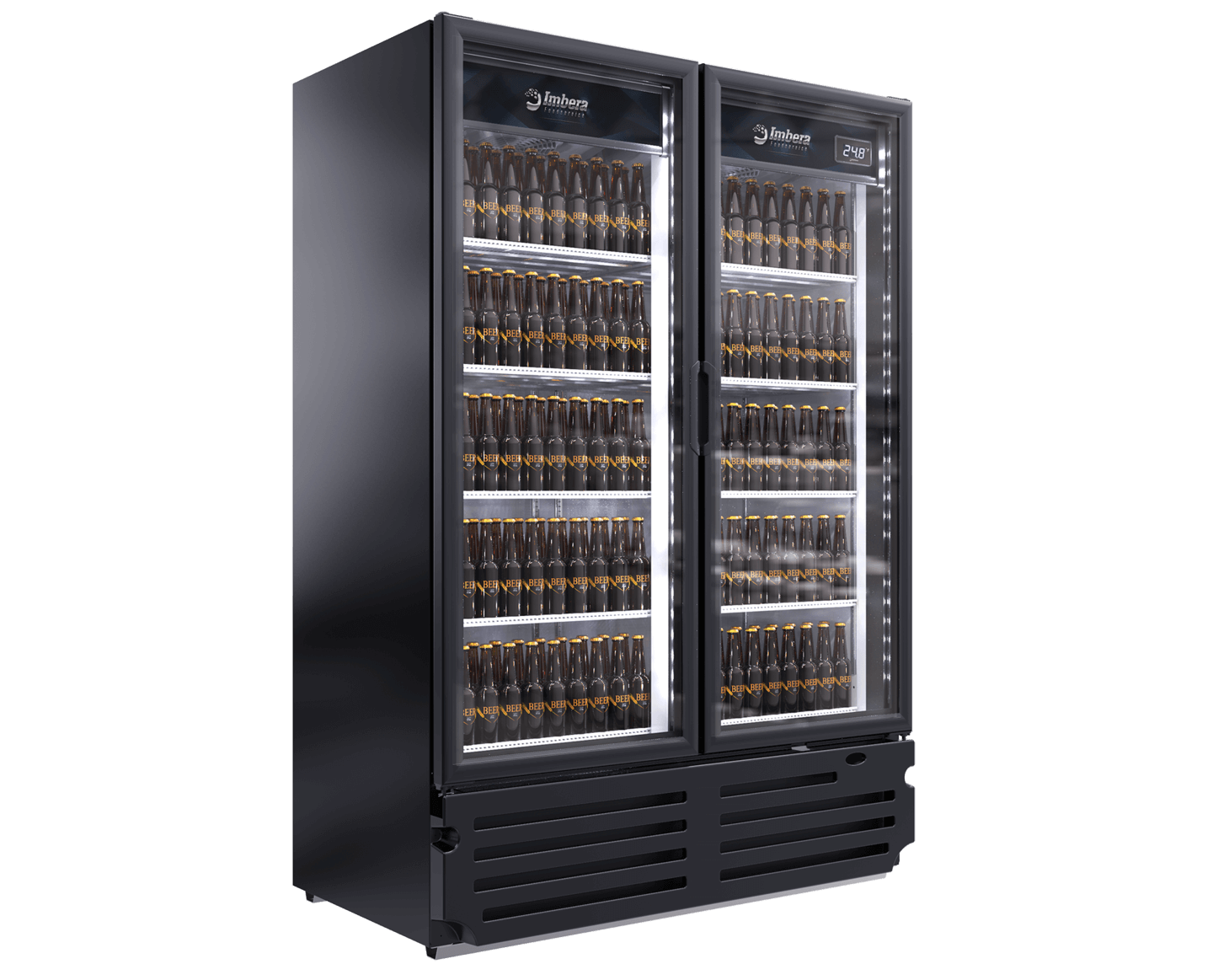 Imbera VRD43 HC XTREME Two Section Glass Door Merchandiser Black, 115v