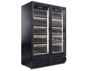 Imbera VRD43 HC XTREME Two Section Glass Door Merchandiser Black, 115v