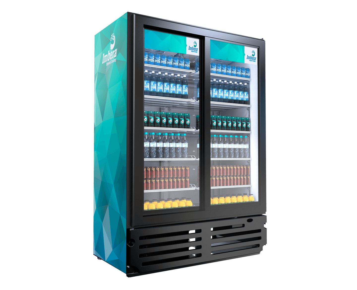 Imbera VRD43 HC BW SD 54 1/8" Two Section Glass Door Merchandiser - (2) Sliding Doors, Black, 115v