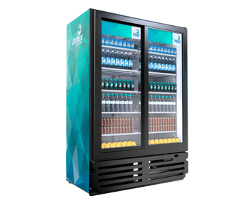 Imbera VRD43 HC BW SD 54 1/8" Two Section Glass Door Merchandiser - (2) Sliding Doors, Black, 115v