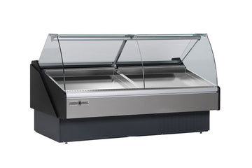 Hydra-Kool KFM-SC-40-S Fresh Seafood Display Case – 9.35 cu. ft., Tilt-Forward Curved Glass, LED Lighting