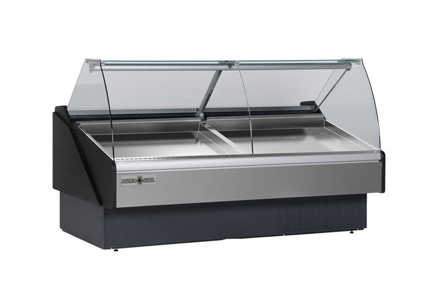 Hydra-Kool KFM-SC-80-5 Fresh Seafood Display Case – 24.7 cu. ft., Tilt-Forward Curved Glass, LED Lighting