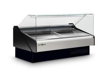 Hydra-Kool KFM-SF-120-5* Fresh Seafood Display Case – 46.95 cu. ft., Flat Front Glass, Ice Fish Pans Included