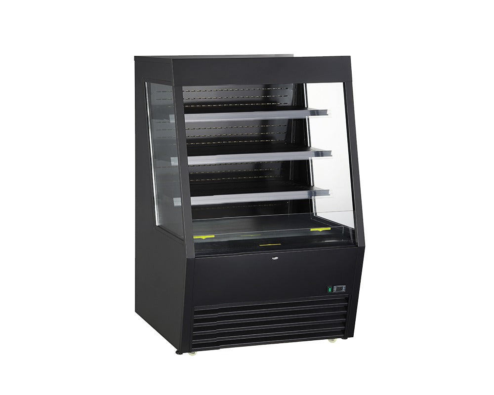 Kool-It KOM-36XBK Open Air Merchandiser – Black Powder Coated Steel, Adjustable Shelves, Automatic Defrost, R-290 Refrigerant