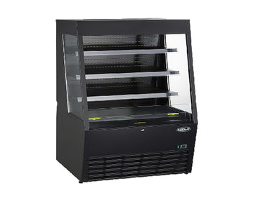 Kool-It KOM-48XBK Open Air Merchandiser – Black Powder Coated Steel, Adjustable Shelves, LED Lighting, R-290 Refrigerant