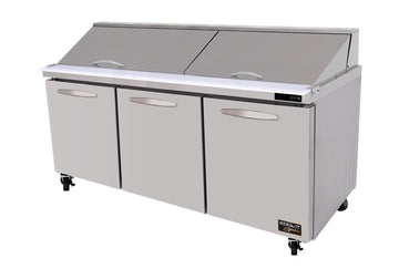 Kool-It Signature KSTM-72-3 Mega Top Sandwich Prep Table, 72.4"W, 20.2 cu. ft., Stainless Steel, 3 Section