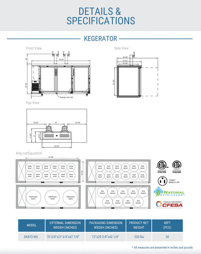 Dukers DBB48-M2 2-Door Bar and Beverage Cooler (Solid Doors) (Copy)