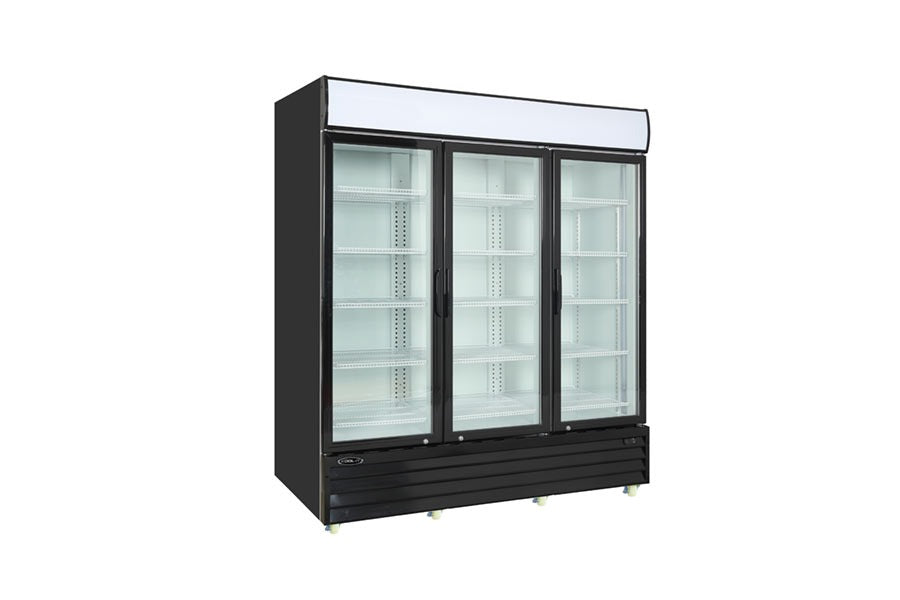 Kool-It KGM-75 Commercial Glass Door Refrigerator – Black Baked Enamel Steel, LED Lighting, Auto Defrost, Digital Thermostat