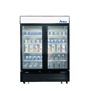 Atosa MCF8721ES — Black Cabinet Two (2) Glass Door Merchandiser Freezer
