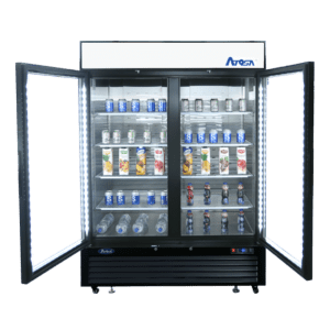 Atosa MCF8721ES — Black Cabinet Two (2) Glass Door Merchandiser Freezer