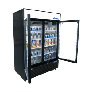Atosa MCF8721ES — Black Cabinet Two (2) Glass Door Merchandiser Freezer
