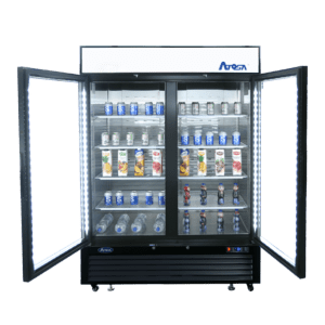 Atosa MCF8723GR — Black Cabinet Two (2) Glass Door Merchandiser Cooler