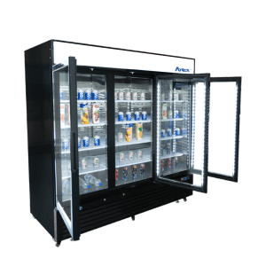 Atosa MCF8724GR — Black Cabinet Three (3) Glass Door Merchandiser Cooler