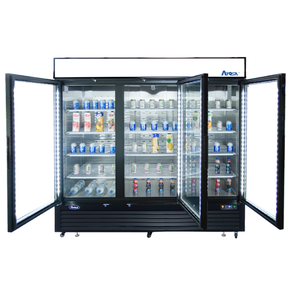 Atosa MCF8728GR — Black Cabinet Three (3) Glass Door Merchandiser Freezer