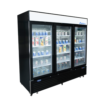 Atosa MCF8728GR — Black Cabinet Three (3) Glass Door Merchandiser Freezer