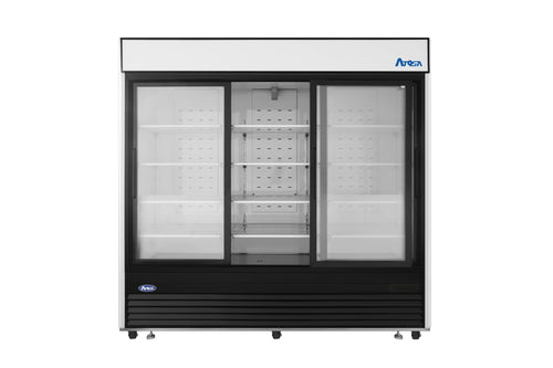 Atosa MCF8729GR — Black Exterior Sliding Glass Door Refrigerator Merchandiser