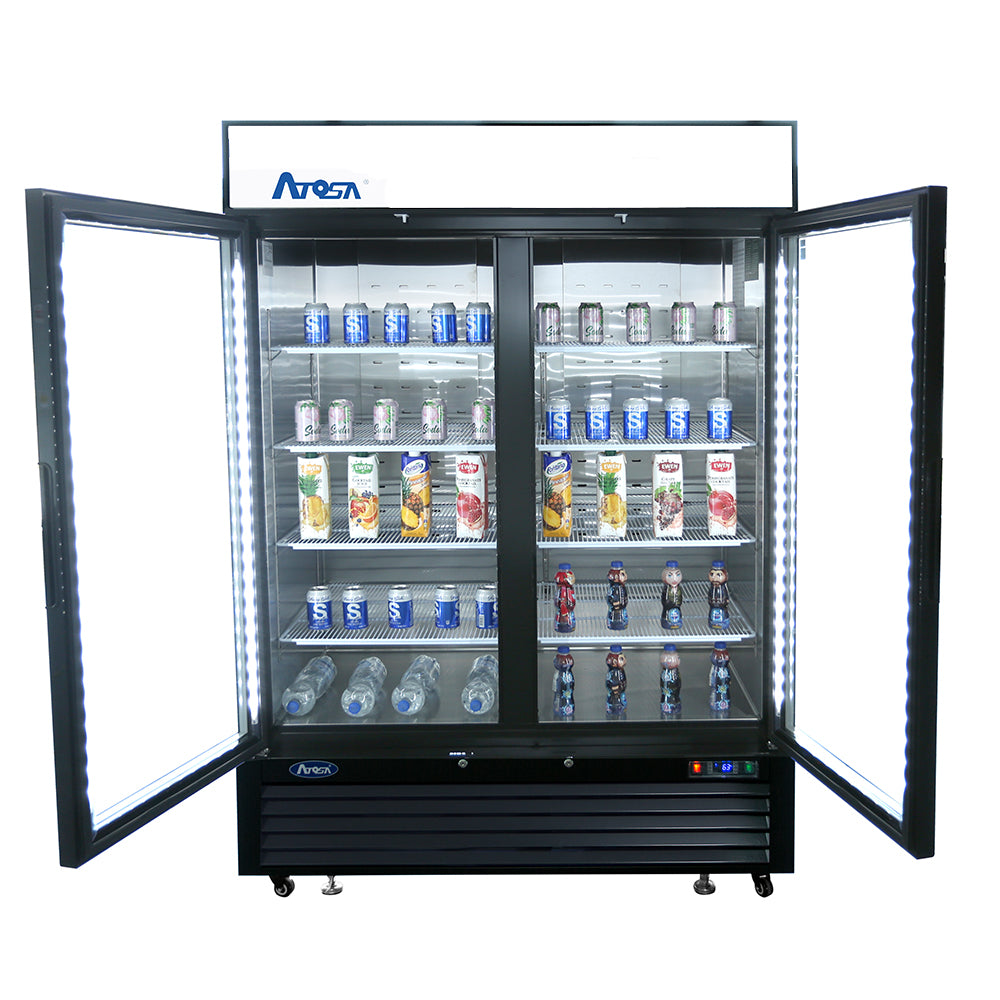 Atosa MCF8732GR — Black Cabinet Two (2) Glass Door Merchandiser Freezer